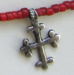 Ethiopian silver cross red white-hearts