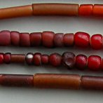 antique red white heart tubular beads