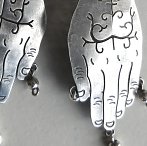 silver hands earrings