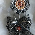 silver filegree & coral earrings